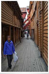 Marilynn in between warehouses.